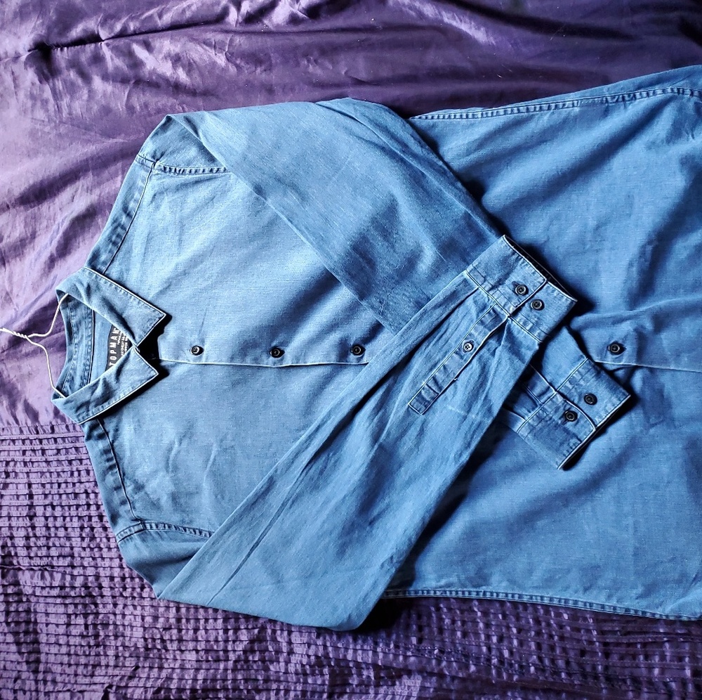 Topman Denim Slim Fit Shirt - L